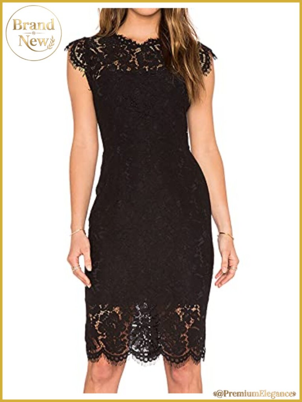 Women's Lace Sheath Midi Cocktail Dress Formal Occasion